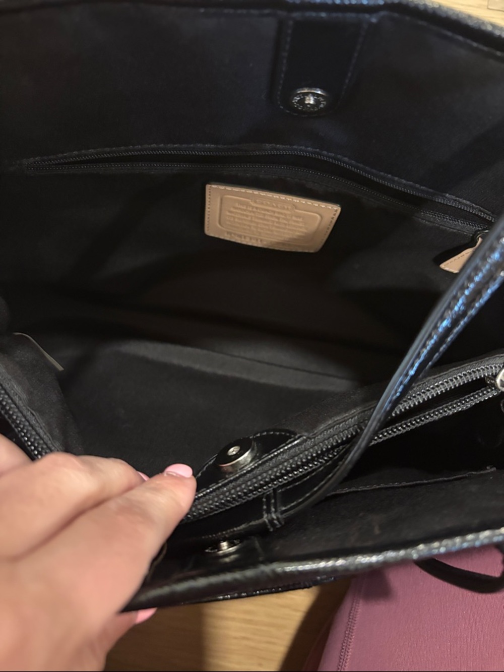 Coach Gray and Black Signature Canvas Stripe Tote - Picture 5 of 5